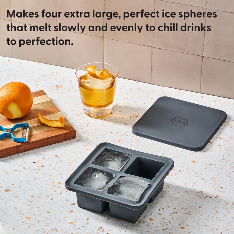 WP W&P Peak Silicone Extra Large Cube Ice Tray w/ Protective Lid | Charcoal | Easy to Remove Ice Cubes | Food Grade Premium Silicone | Dishwasher Safe, BPA Free - Image 3